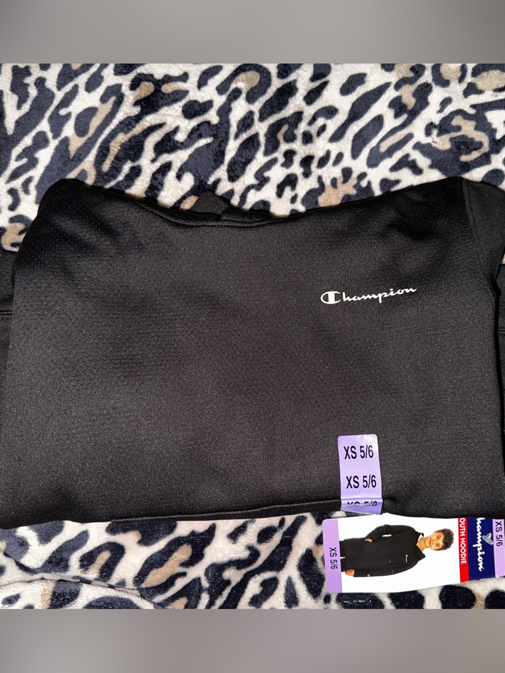 Champion Kids Black Pullover Sweatshirt with White Script Logo